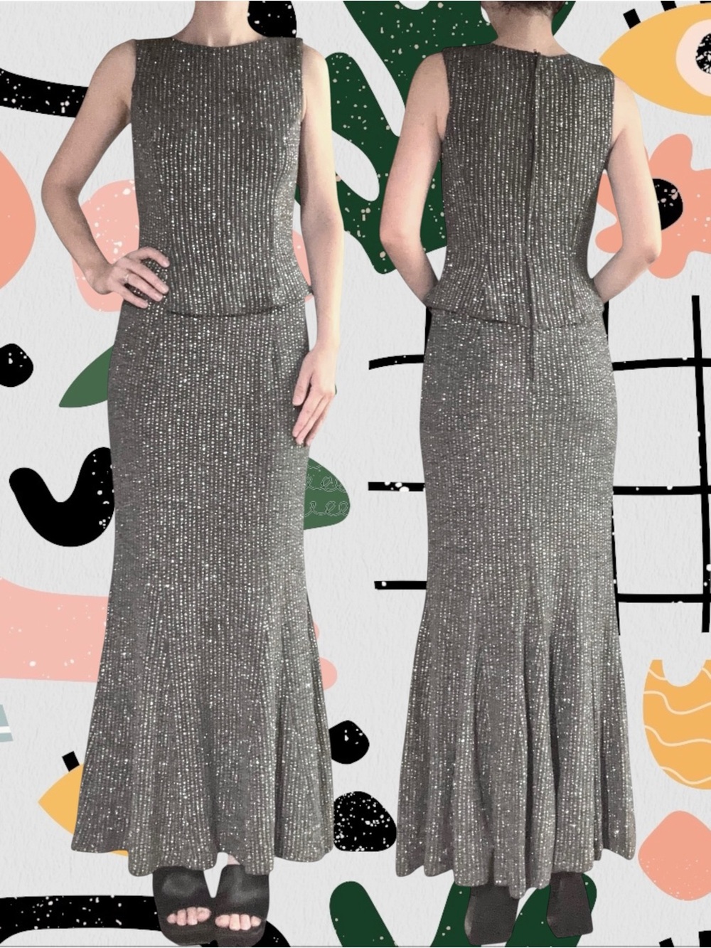 Scott McClintock | Millennium 2000 Vintage Y2K Silver Maxi Dress